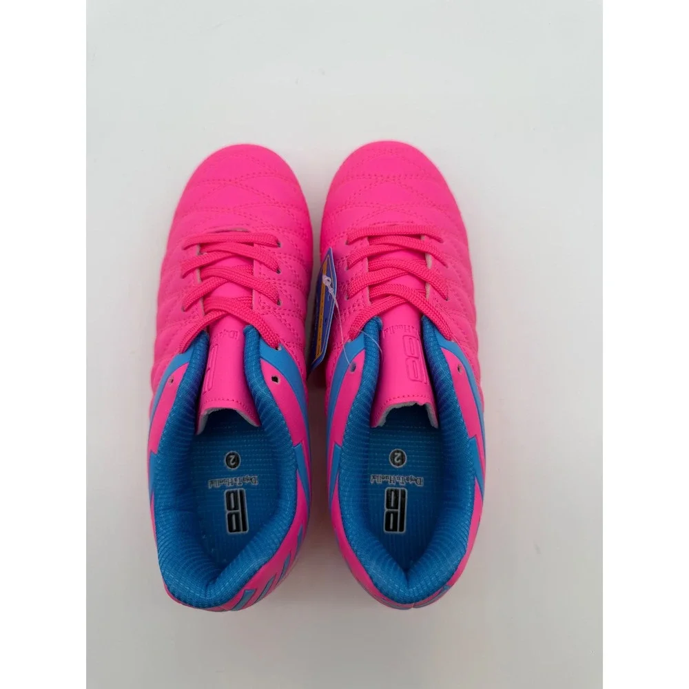 Bloomman Kids Soccer Cleats Hot Pink Blue Athletic Shoes Firm Ground Size 2 NEW